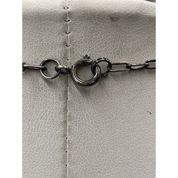 Sterling Silver 925 Artisan Made Chain Center Hematite Bead Accent Necklace - Picture 4 of 11